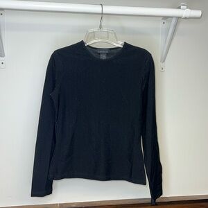 Vintage Express Black Long Sleeve Stretchy Shimmer Top- M
